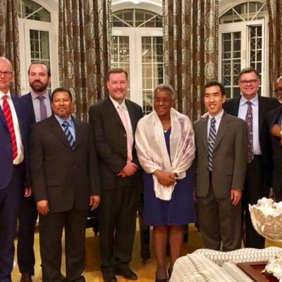U.S. Ambassador to Uzbekistan, Pamela Spratlen hosts the IGE delegation for a dinner discussion of US-Uzbekistan relations and how religious freedom might be advanced thoughtfully, respectfully and for the good of both countries.