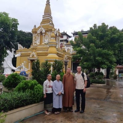 Dr. Bailey with Vietnamese Monk and Nuns at their Mahayanna Buddhist Temple