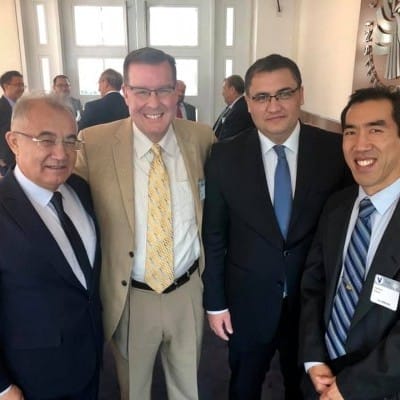 IGE's president emeritus Chris Seiple and VP of Global Operations James Chen participate in a roundtable discussion with Uzbekistan's Minister of Justice and head of the National Human Rights Council.