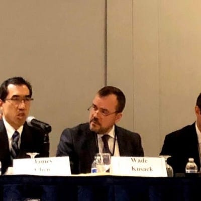 IGE VP of Global Operations James Chen speaks on a panel at a National Prayer Breakfast “Seminar on International Religious Freedom.” 
